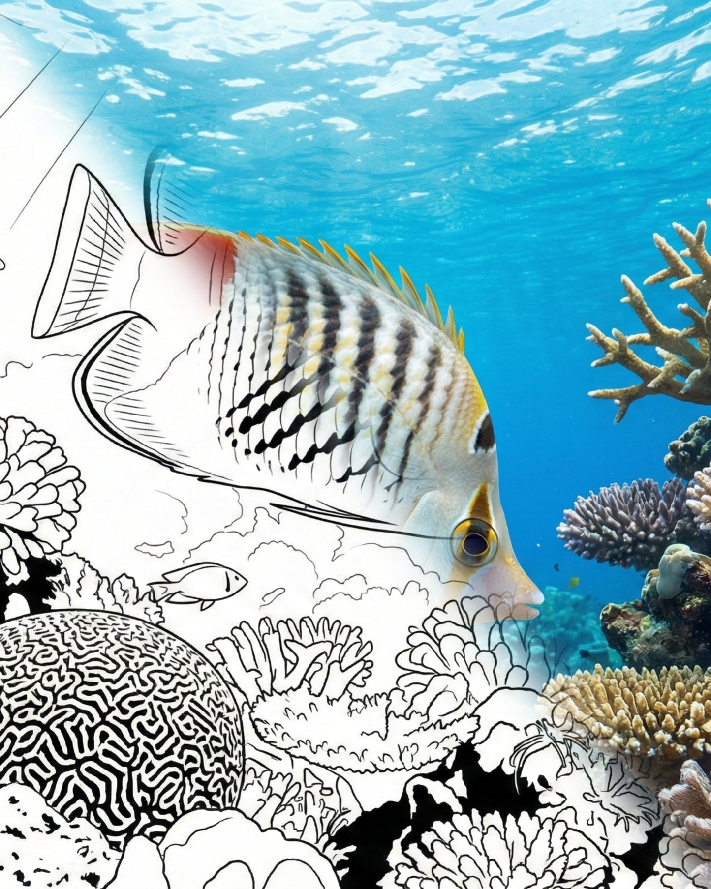 Eritreischer (Kronen)-Falterfisch (Chaetodon paucifasciatus) | Marine Explorer Färbeset