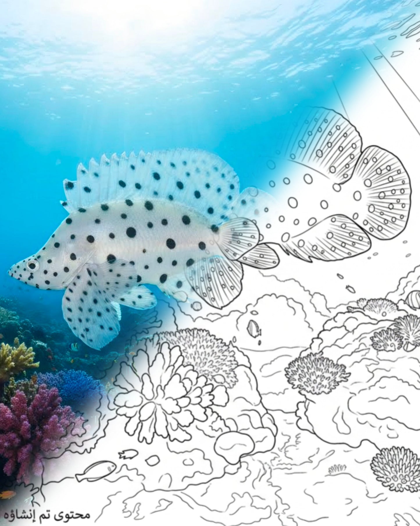 Mero jorobado (Cromileptes altivelis)- Juvenile| Kit para colorear de Explorador Marino