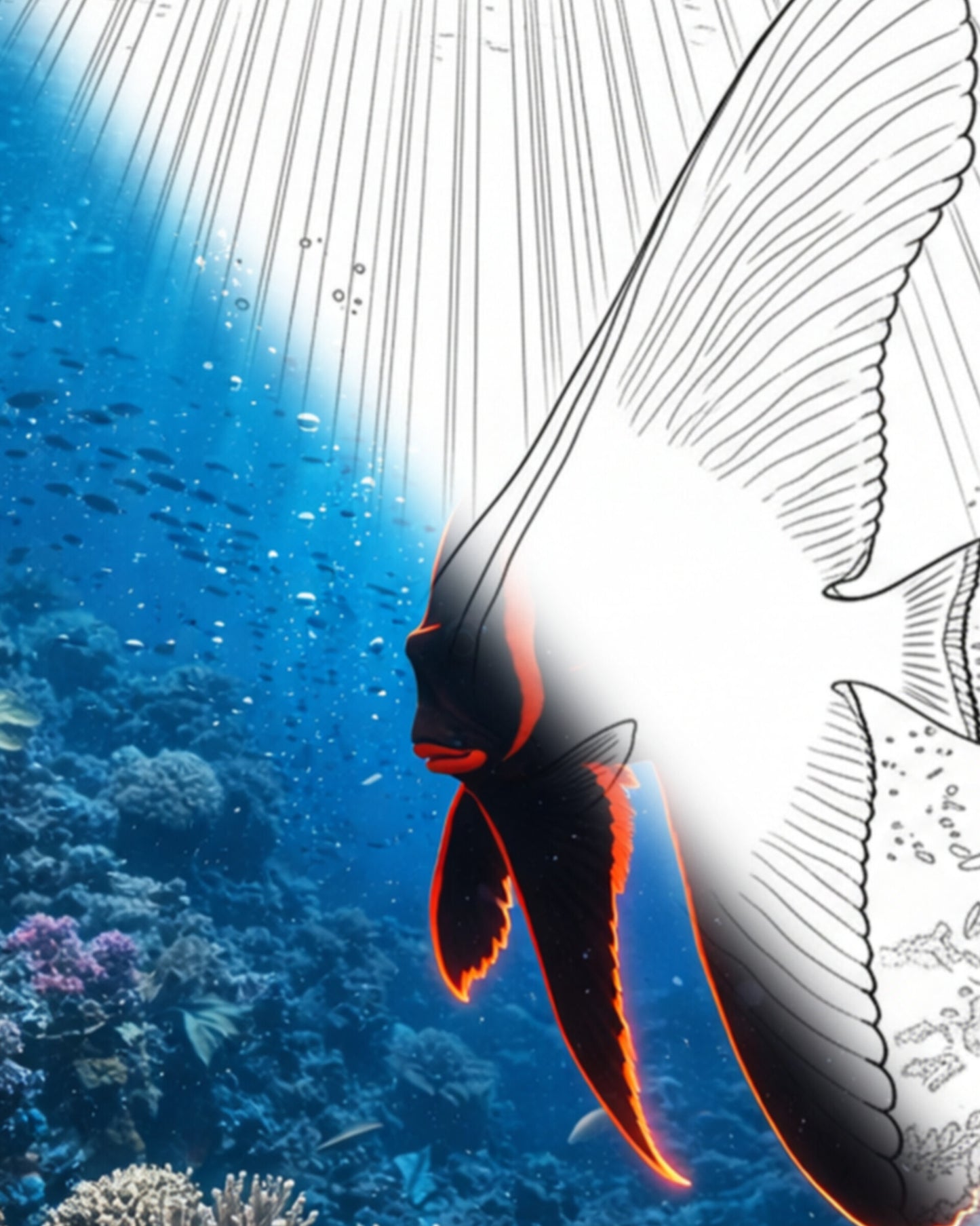 Pinnate Batfish (Platax pinnatus) - Juvenile | Marine Explorer Coloring Kit