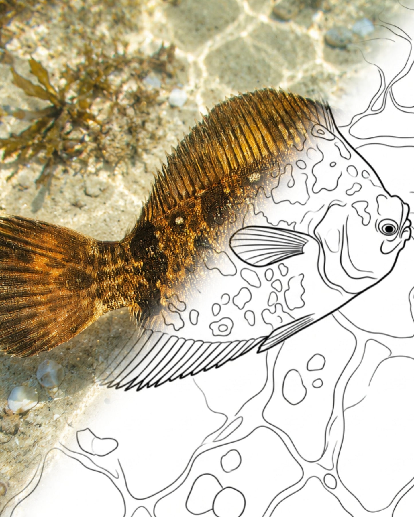 Hornyhead Turbot (Pleuronichthys verticalis) | Marine Explorer Coloring Kit