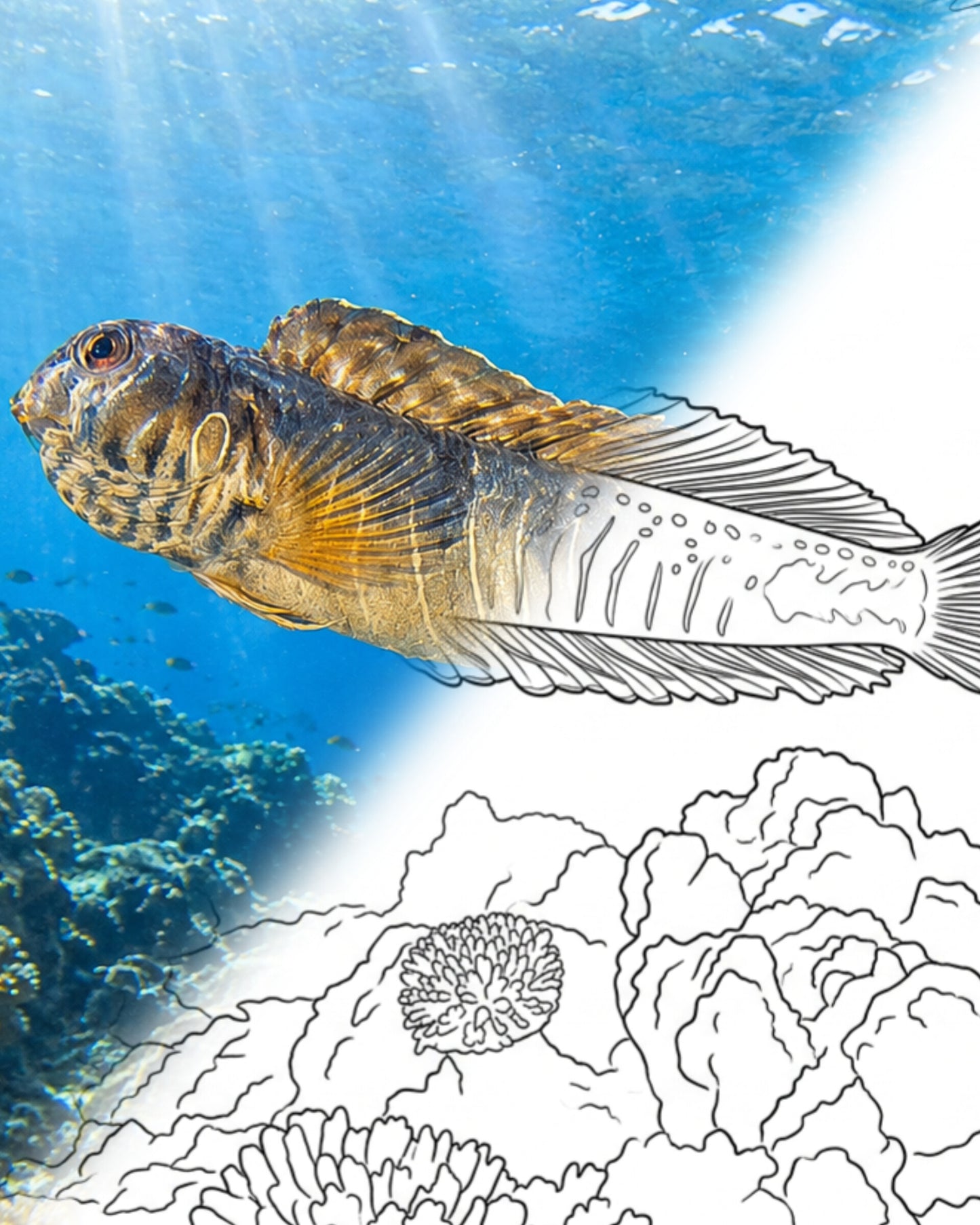 Germain’s Blenny (Omobranchus germaini) | Marine Explorer Coloring Kit