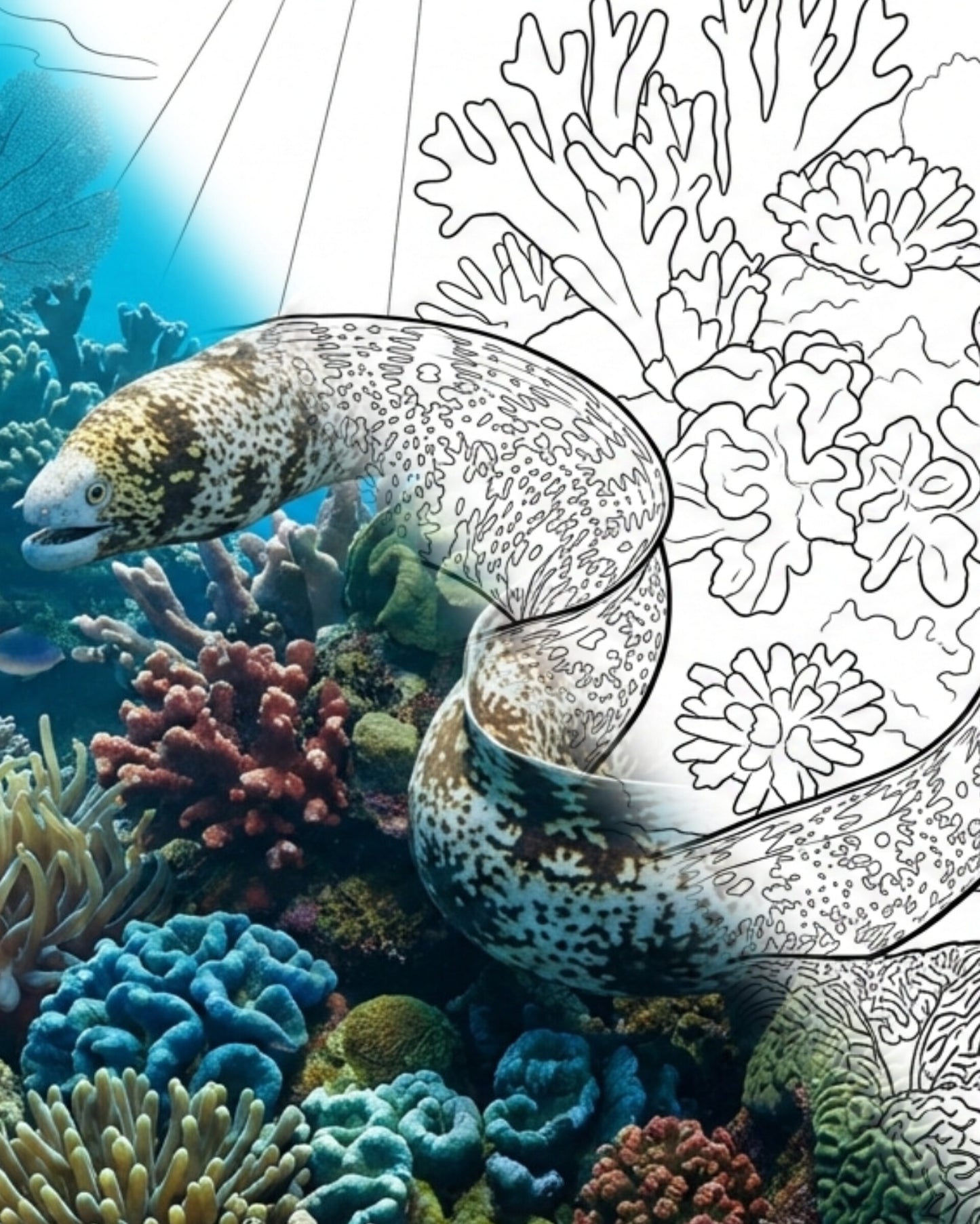 Kit de coloriage pour la murène (Echidna nebulosa) | Marine Explorer
