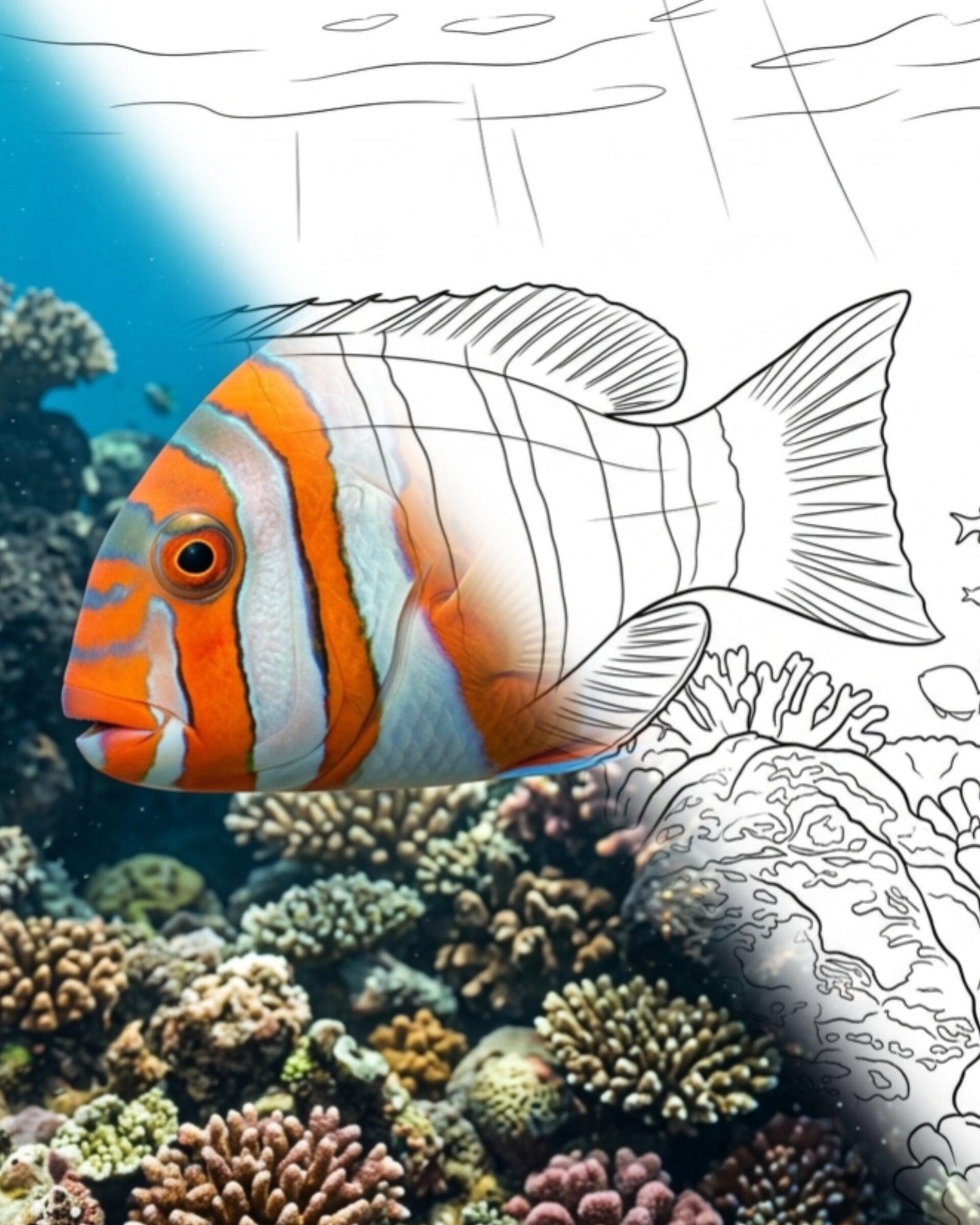Harlekin-Stockfisch (Choerodon fasciatus) - Adult | Marine Explorer Coloring Kit
