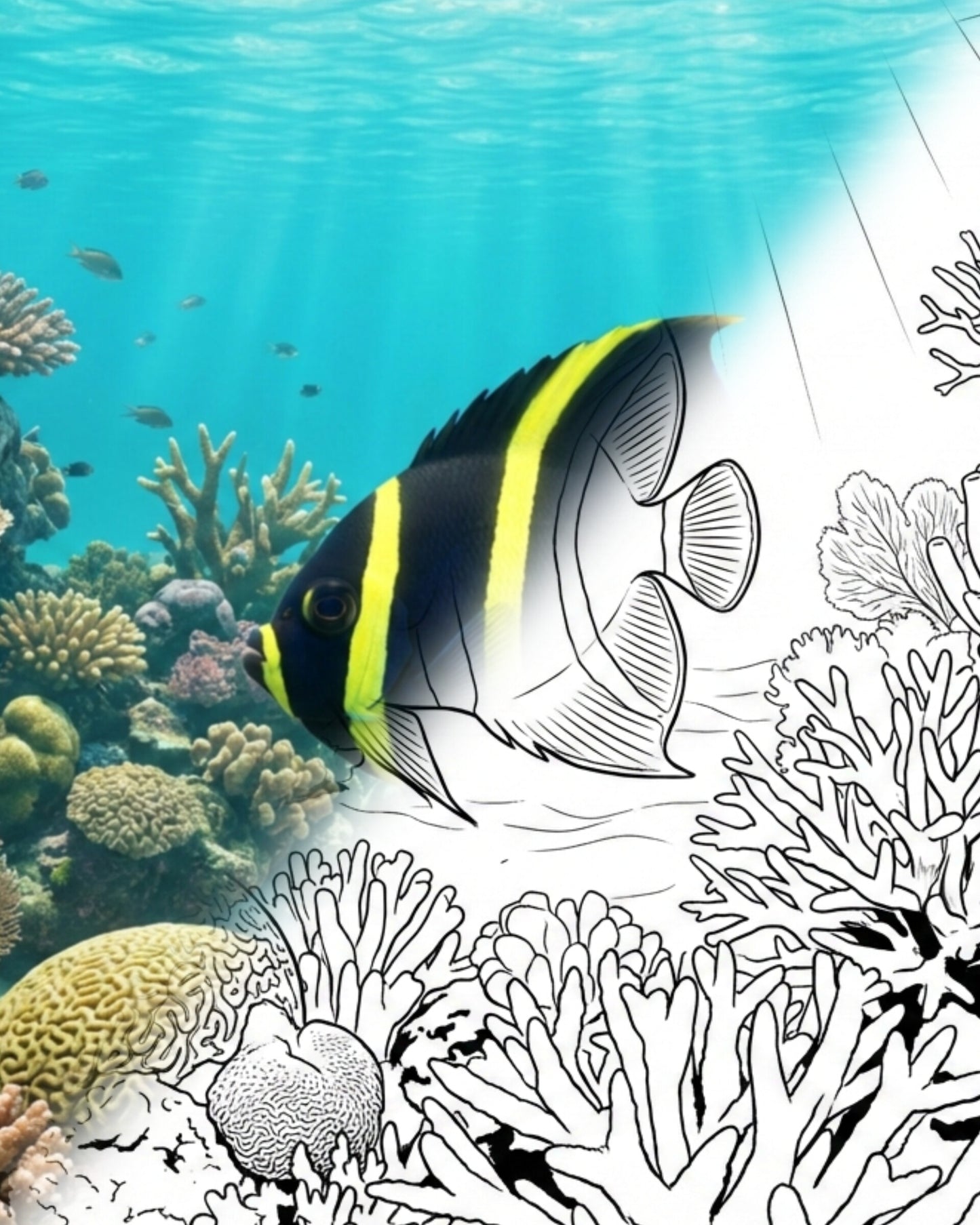 French Angelfish (Pomacanthus paru) - Juvenile | Marine Explorer Coloring Kit