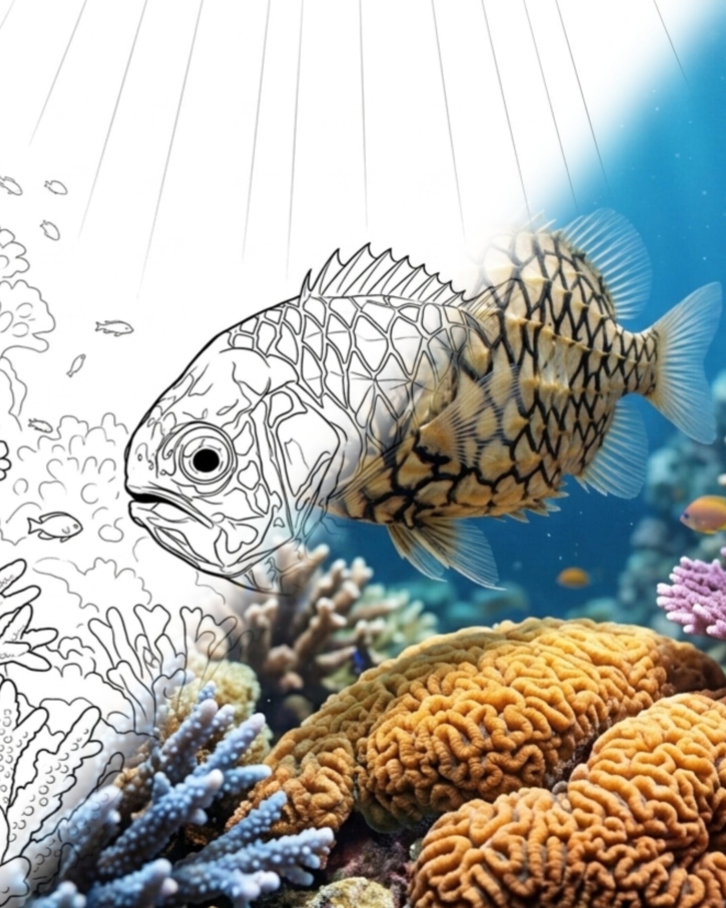 Pineapplefish (Cleidopus gloriamaris) - Adult | Marine Explorer Coloring Kit