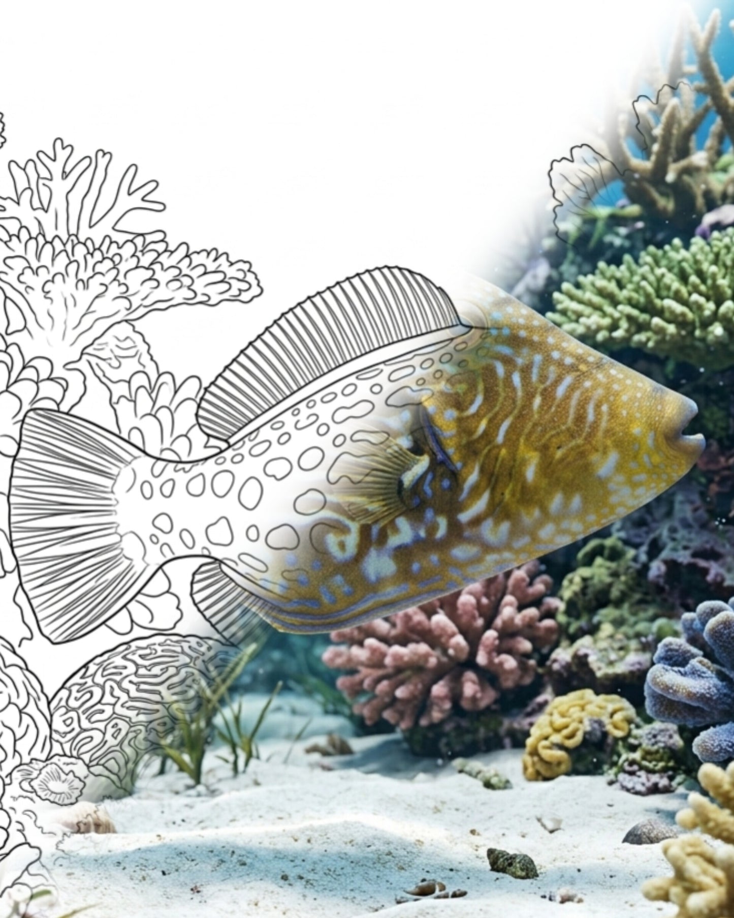 Bluelined Leatherjacket (Meuschenia galii) - Adult | Marine Explorer Coloring Kit