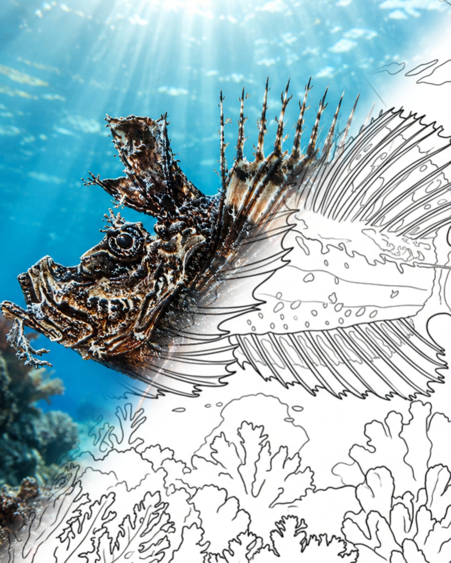 Bearded Ghoul (Inimicus didactylus) | Marine Explorer Coloring Kit