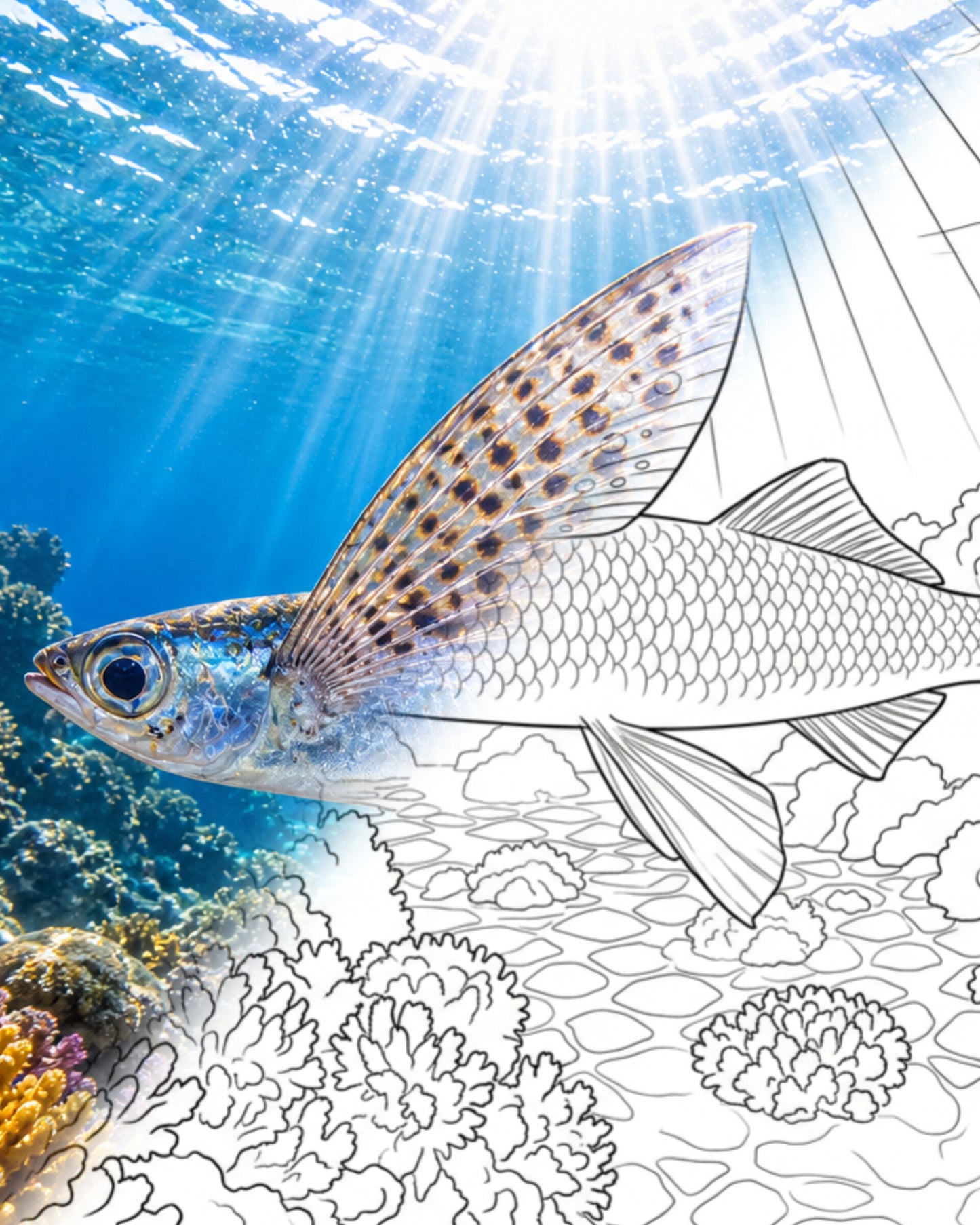 Fleckflügel-Flugfisch (Cypselurus poecilopterus) | Marine Explorer Färbeset