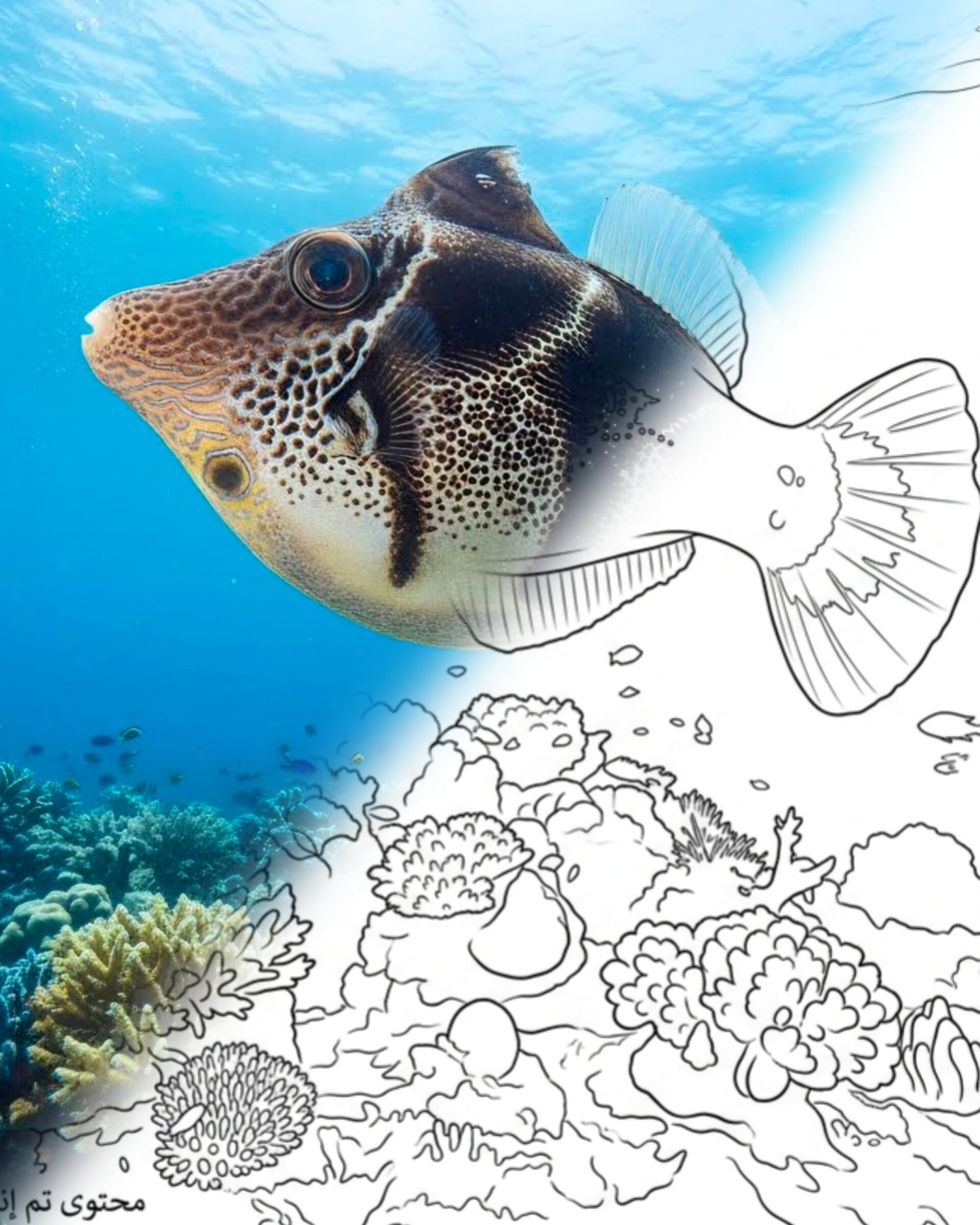 Blacksaddle Filefish (Paraluteres prionurus) | Marine Explorer Coloring Kit