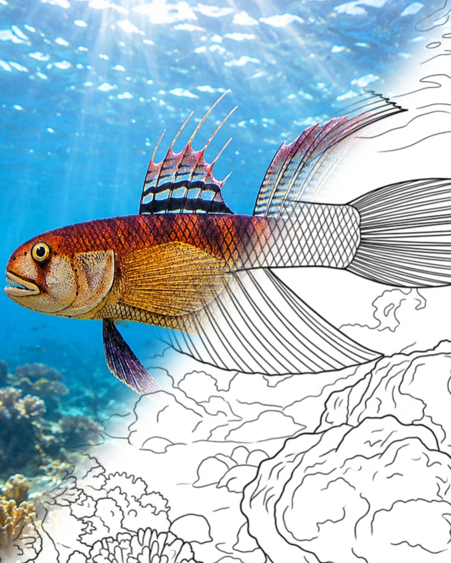 Lachrymose Goby (Stenogobius lachrymosus) | Marine Explorer Coloring Kit