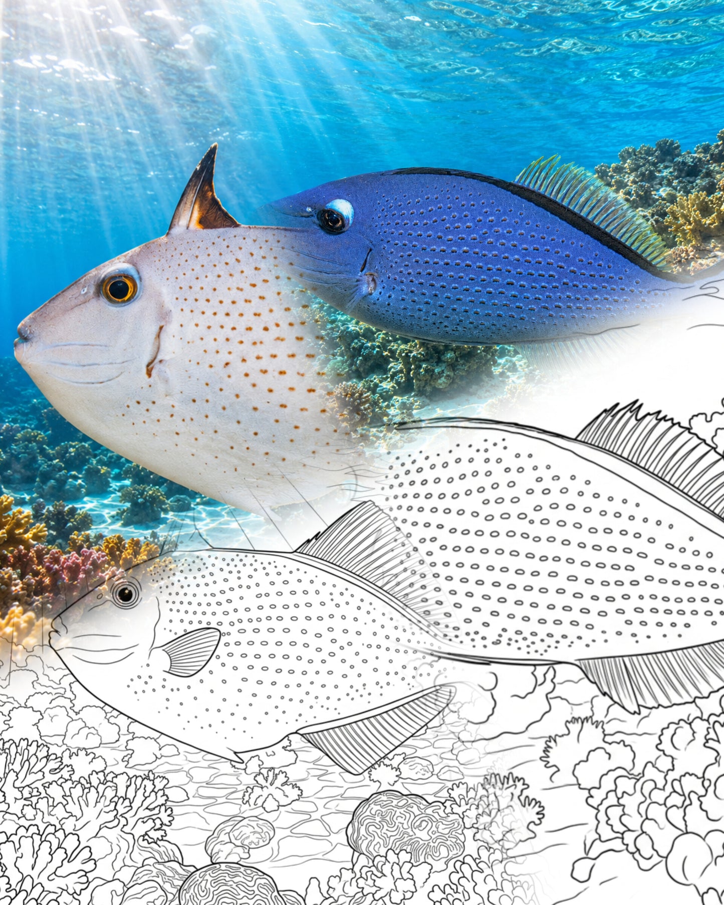 Sargassum Triggerfish (Xanthichthys ringens) | Marine Explorer Coloring Kit