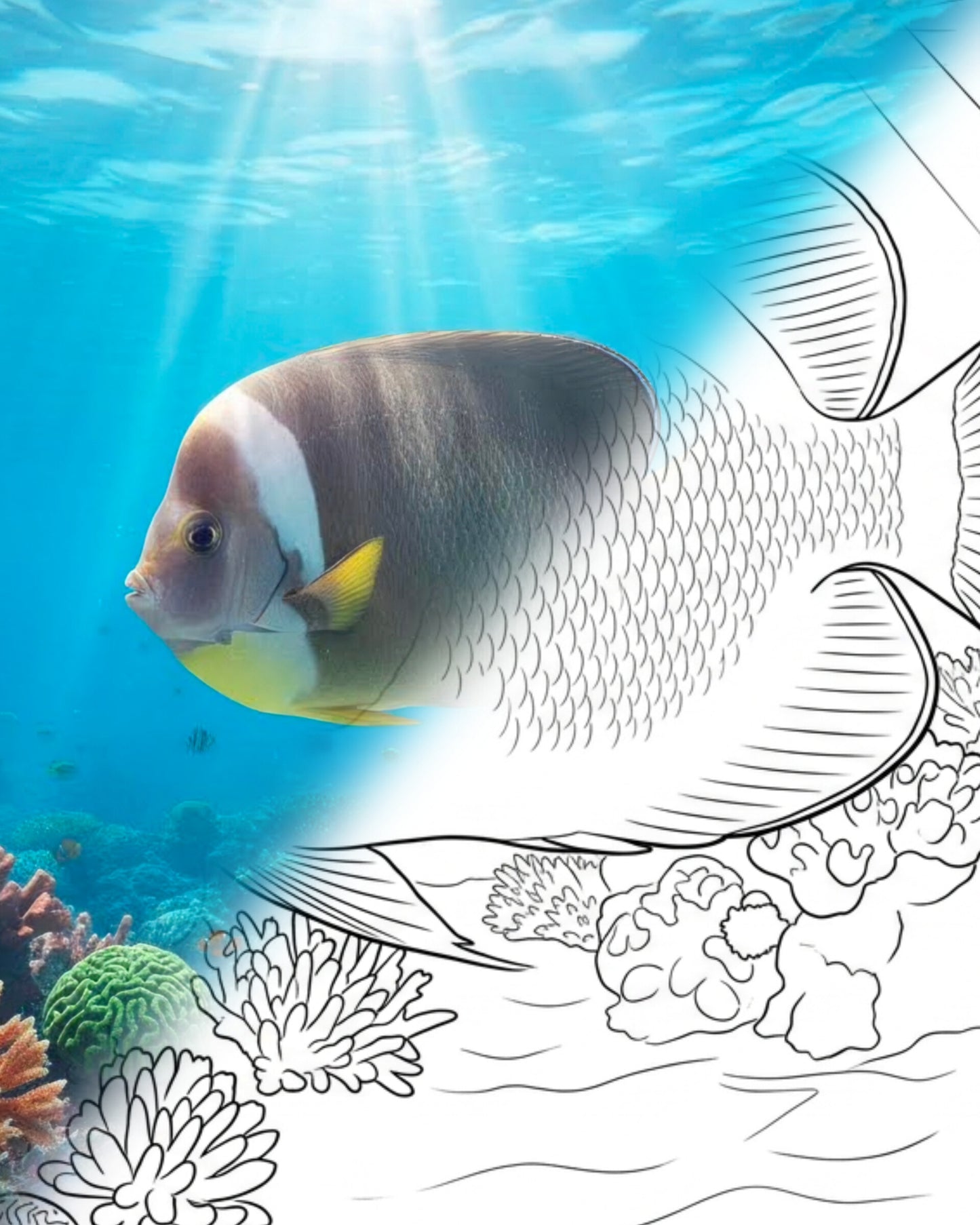 Personifer Angelfish (Chaetodontoplus personifer) - Female | Marine Explorer Coloring Kit