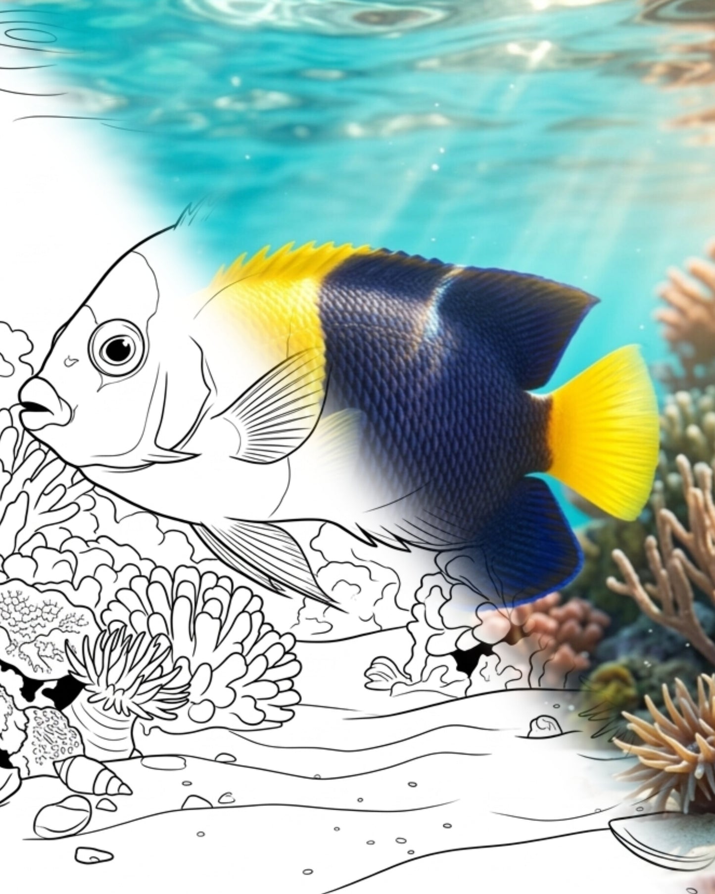 Bicolor Angelfish (Centropyge bicolor) - Adult | Marine Explorer Coloring Kit