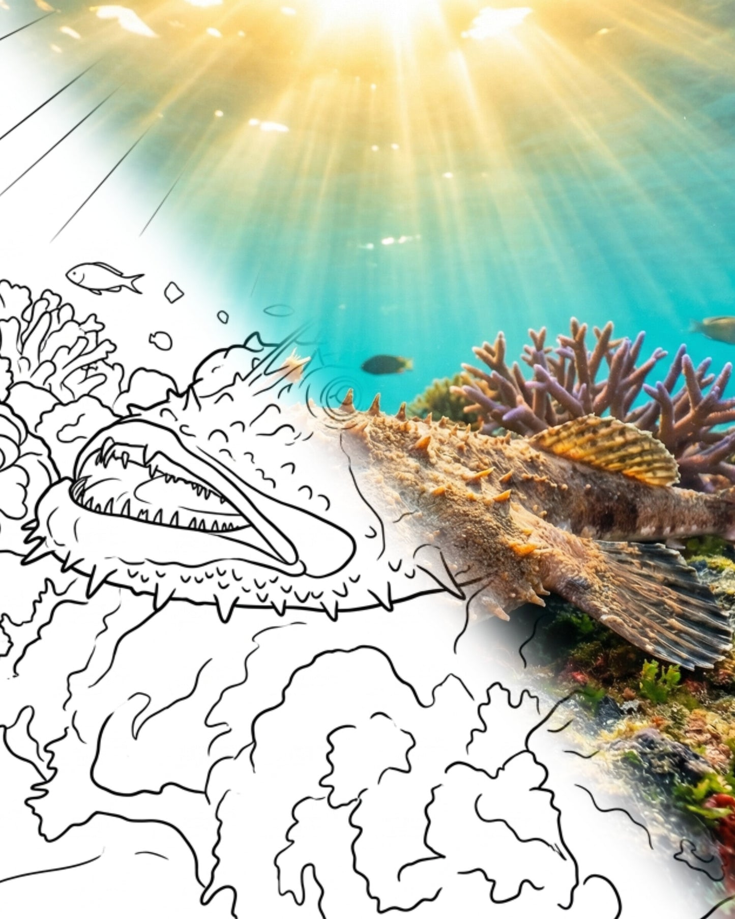 Großaugen-Gänsefisch (Lophius piscatorius) - Adult | Marine Explorer Coloring Kit