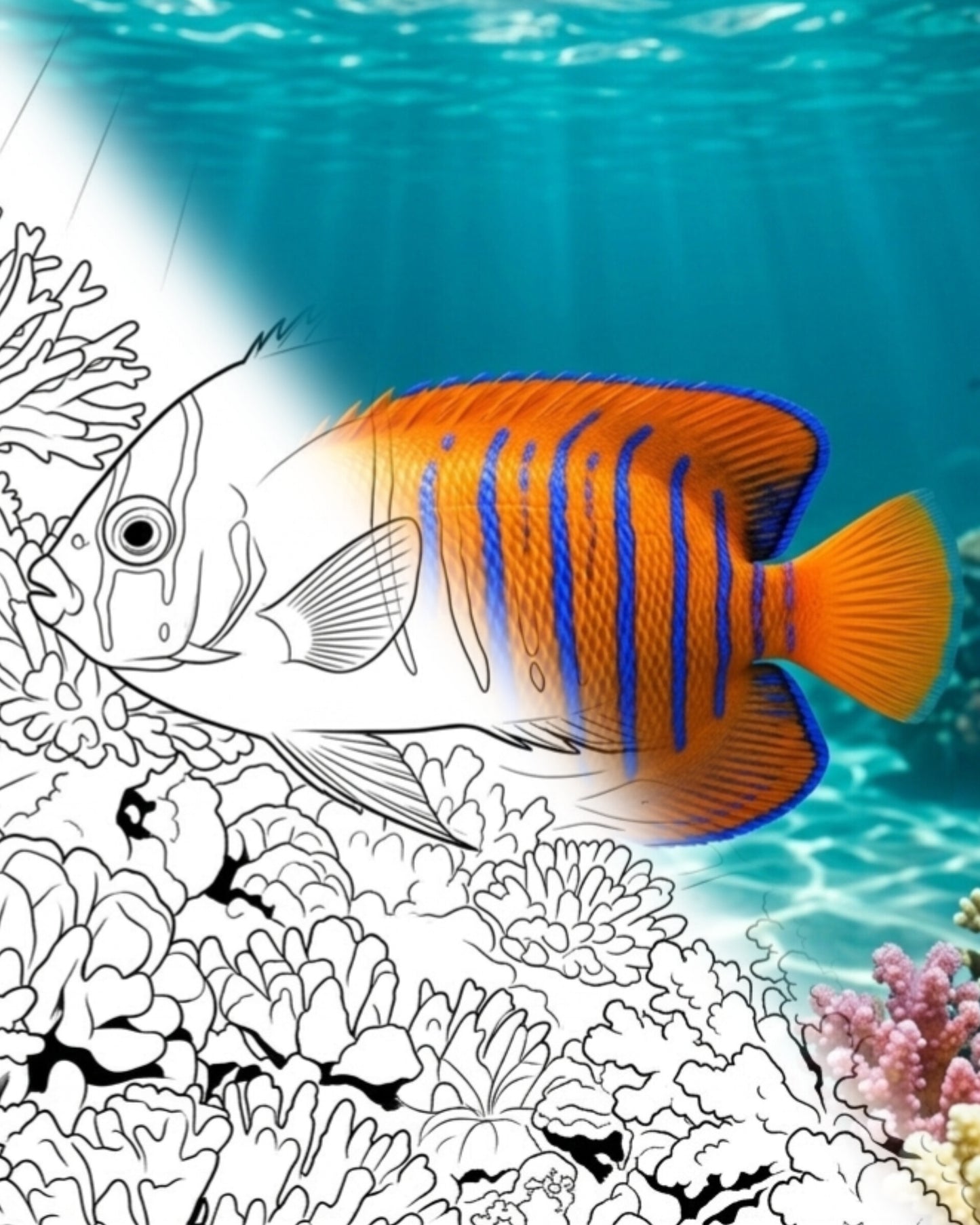 Clarion Angelfish (Holacanthus clarionensis) - Juvenile | Marine Explorer Coloring Kit