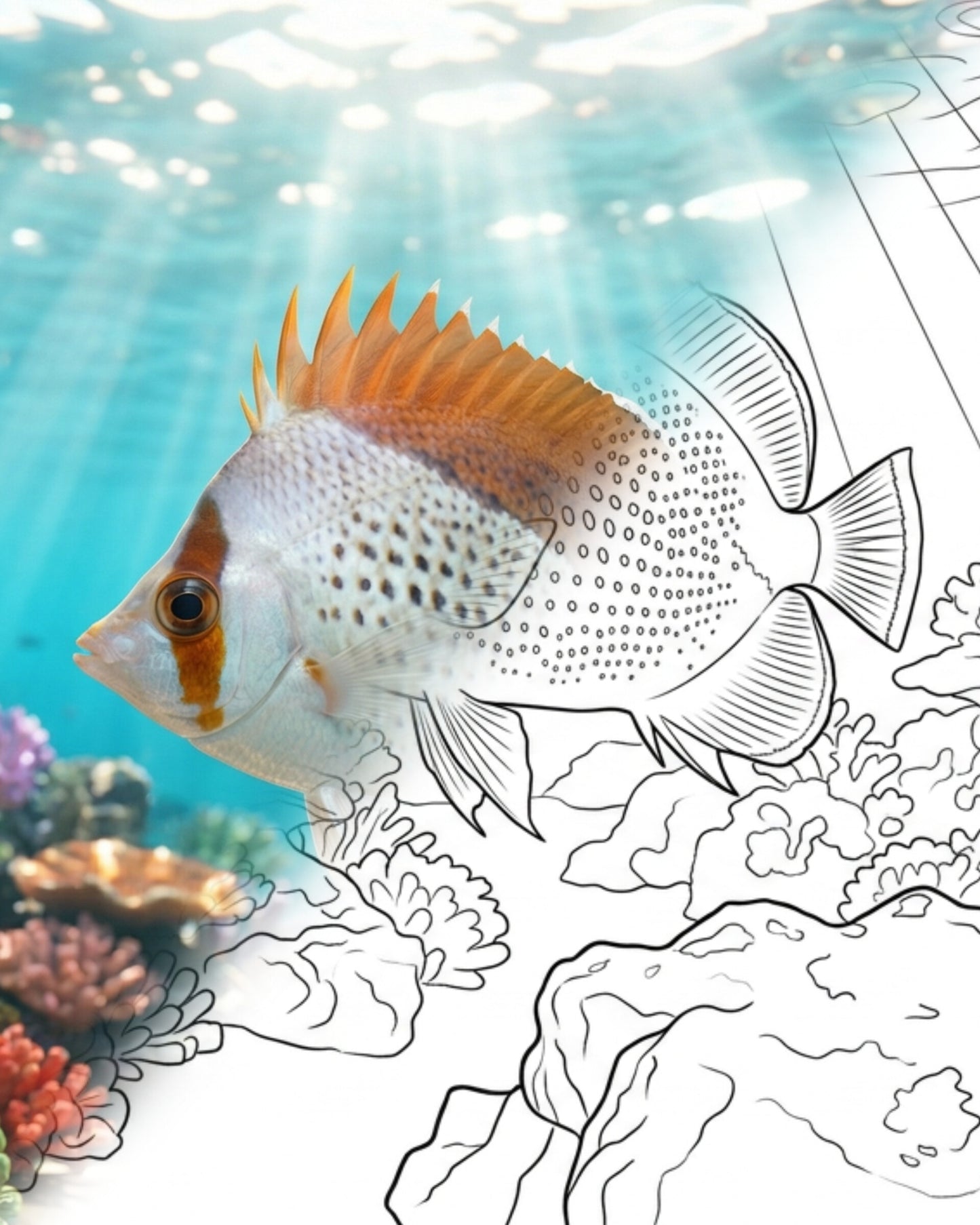 Marquesas Butterflyfish (Chaetodon declivis) | Marine Explorer Coloring Kit