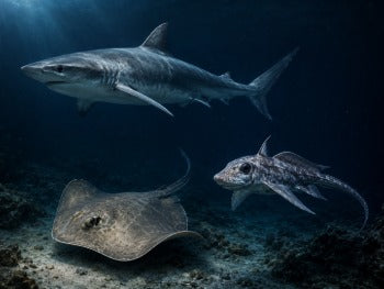 Sharks rays and chimaeras cartilaginous fishes educational illustration by CECOZ
