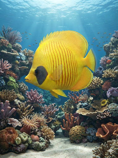 Golden Butterflyfish (Chaetodon semilarvatus) - 4K Digital Art