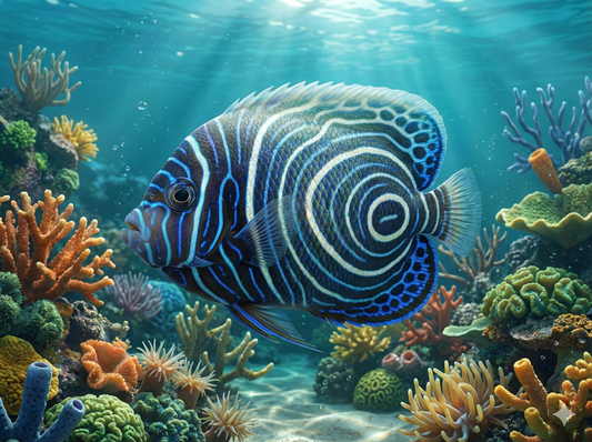 Juvenile Emperor Angelfish (Pomacanthus imperator) - 4K Digital Art