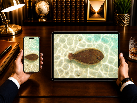 Digital marine atlas and infographic care card of the Bamboo Sole (Heteromycteris japonicus) showcasing its flattened brown body adapted for sandy bottom camouflage.