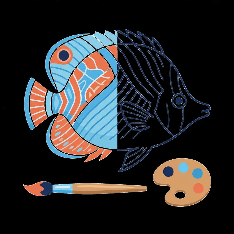 Marine fish coloring activity featuring educational ocean artwork and printable marine learning resources