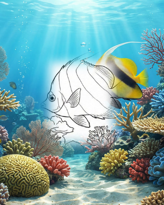Rotmeer-Wimpelfisch (Heniochus intermedius) | Marine Explorer Färbeset