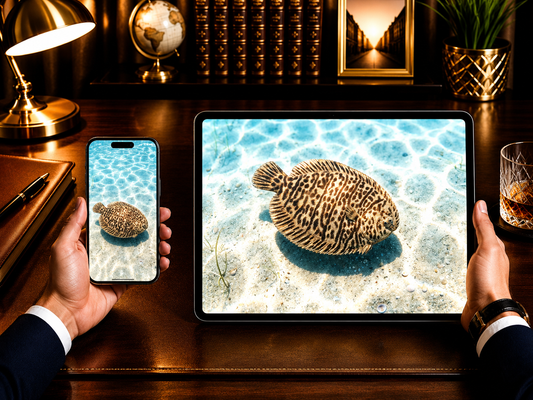 Digital marine atlas and infographic care card of the Hogchoker (Trinectes maculatus) showcasing its rounded brown patterned body adapted for muddy bottom camouflage.