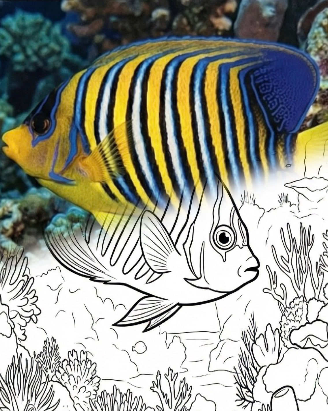 Regal Angelfish (Pygoplites diacanthus) | Marine Explorer Coloring Kit