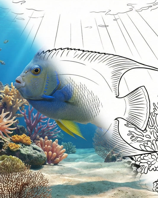 Blauer Skalar (Holacanthus bermudensis) - Adult | Marine Explorer Färbeset
