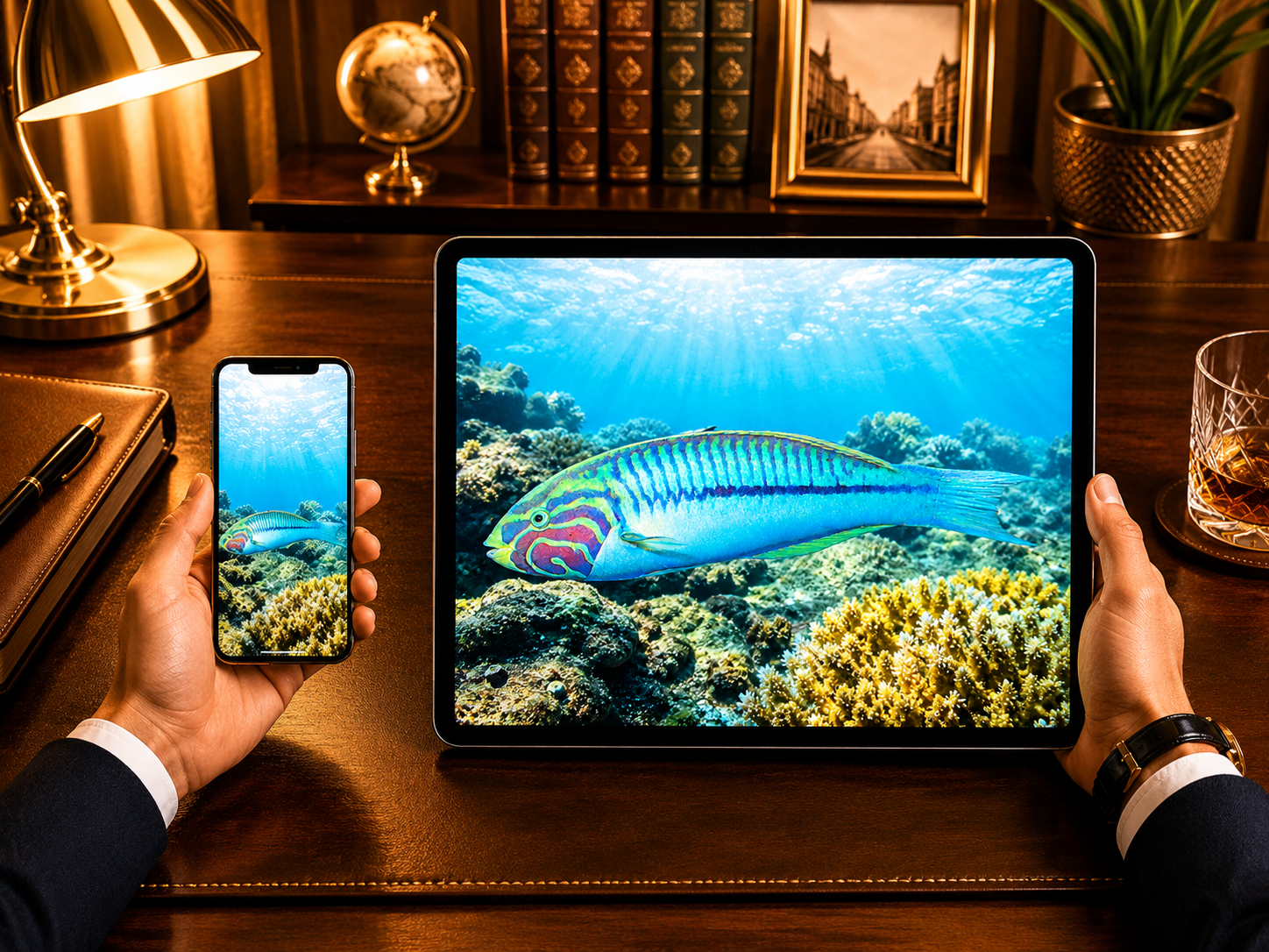 Digital marine atlas and infographic care card of the Klunzinger's Wrasse (Thalassoma klunzingeri) showcasing its bright green body covered in vertical pink stripes.
