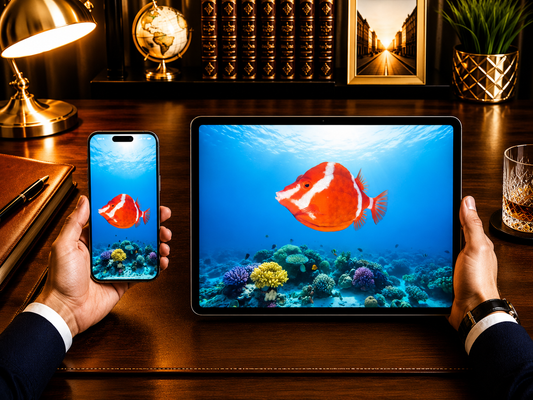 Digital marine atlas and infographic care card of the adult male Whitebarred Boxfish (Anoplocapros lenticularis) showcasing its red body and white vertical bars.