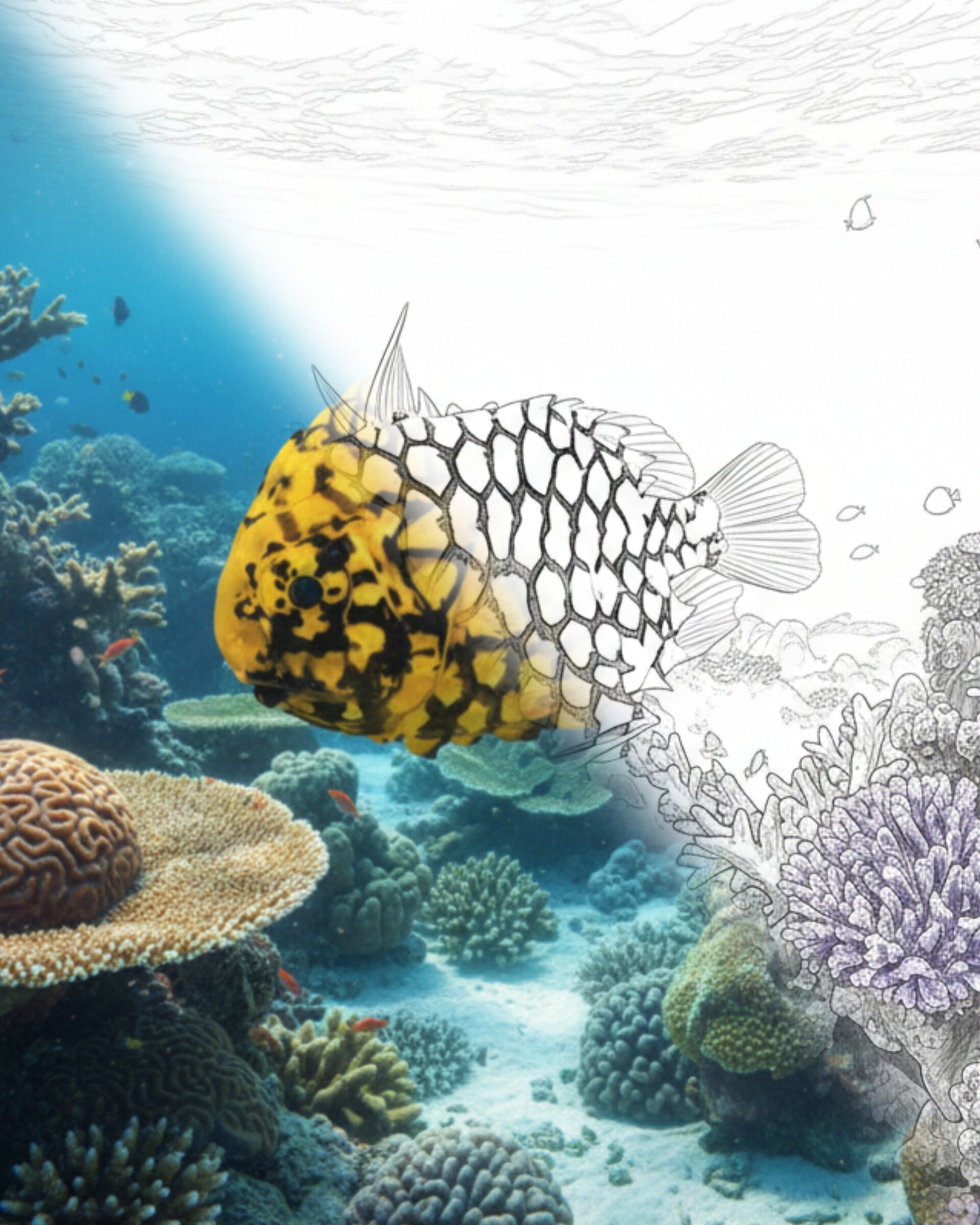 Japanese Pineapplefish (Monocentris japonicus) | Marine Explorer Coloring Kit