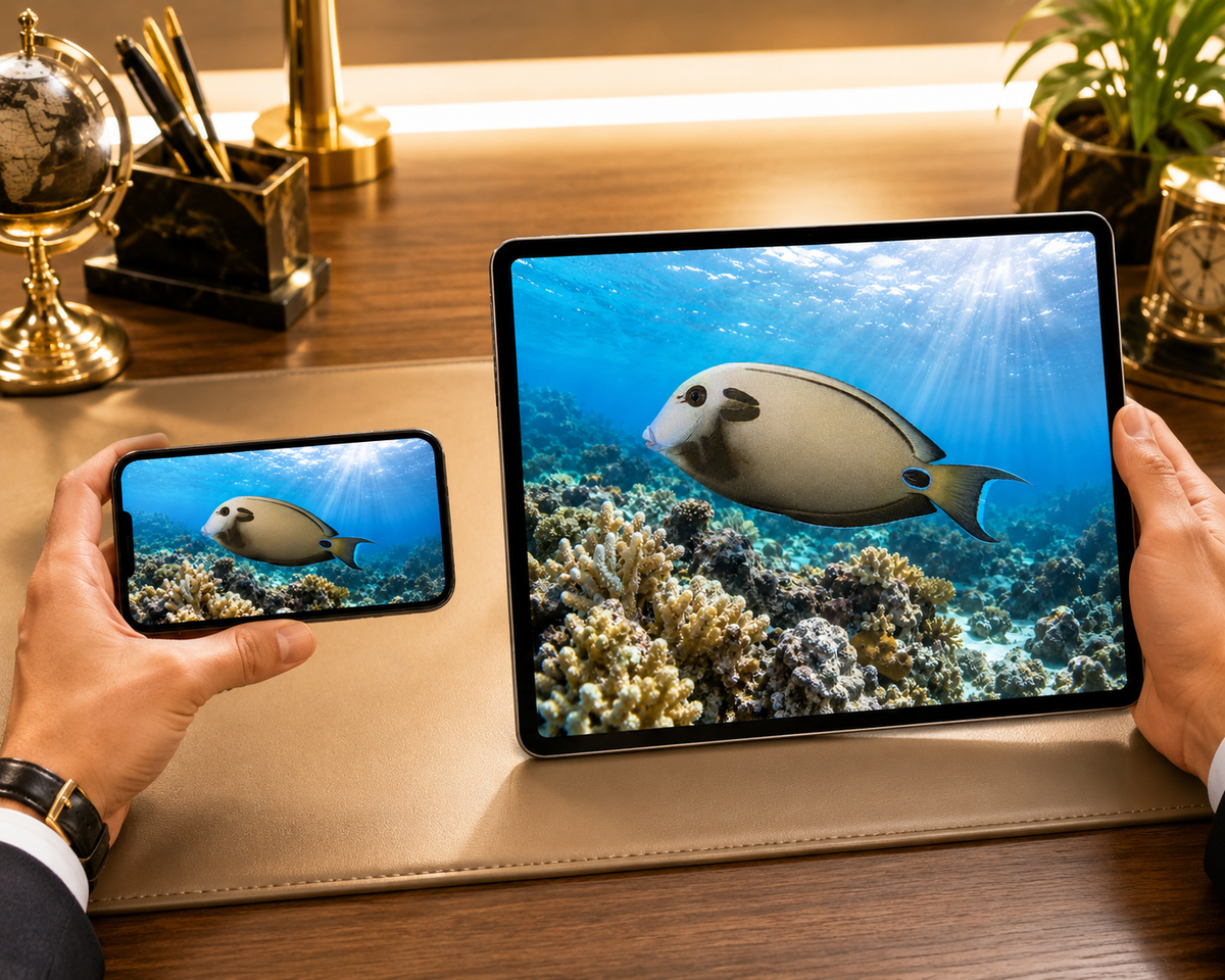 Digital marine atlas and infographic care card featuring the Doubleband Surgeonfish (Acanthurus tennentii), highlighting its streamlined body, paired shoulder markings, and Indian Ocean reef habitat.