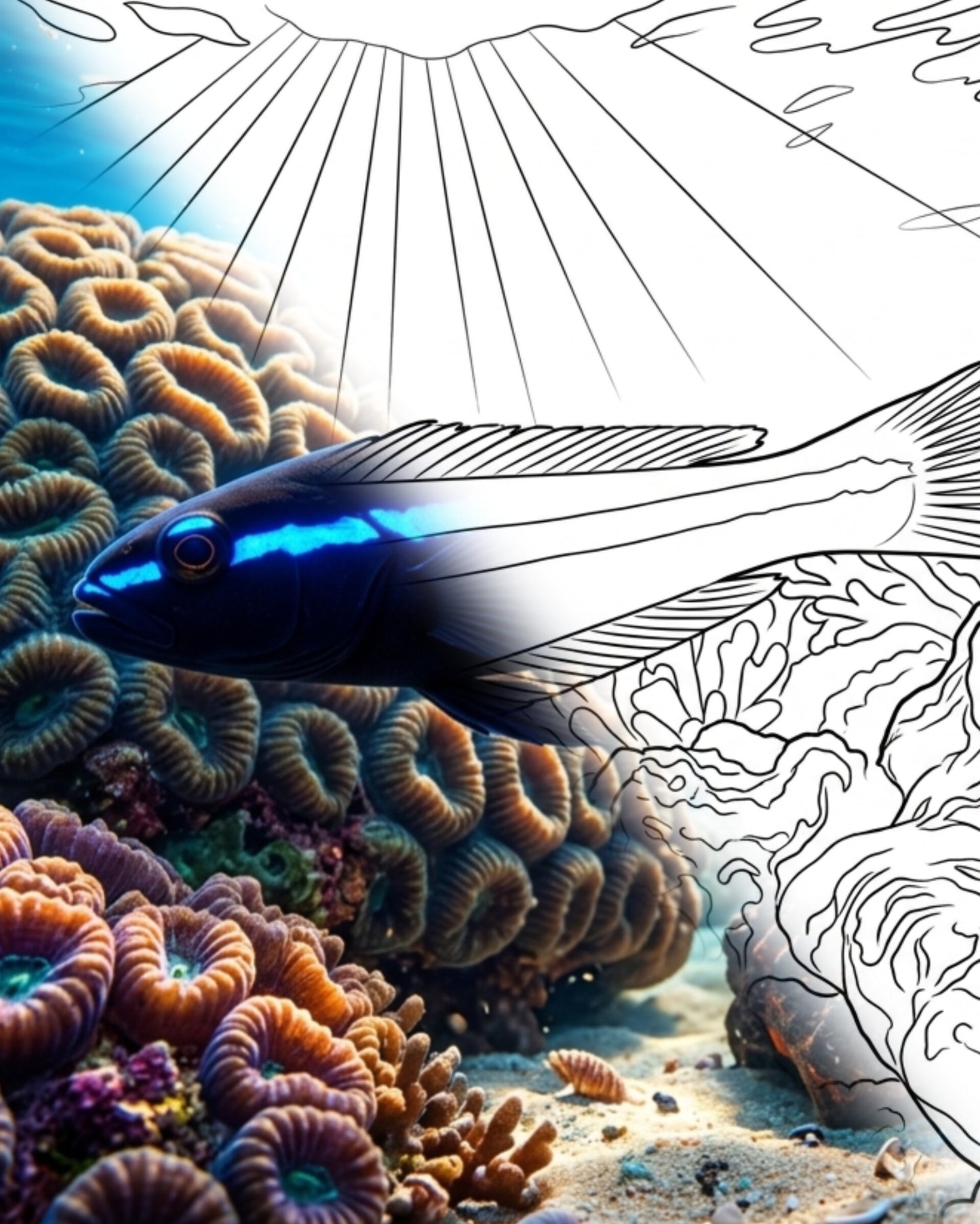 Gobie du néon (Elacatinus oceanops) | Marine Explorer Coloring Kit