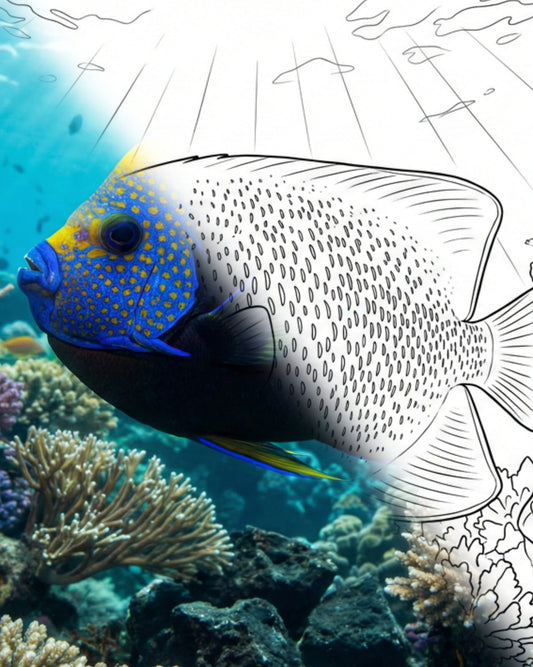 Personifer Angelfish (Chaetodontoplus personifer) - Adult | Marine Explorer Coloring Kit