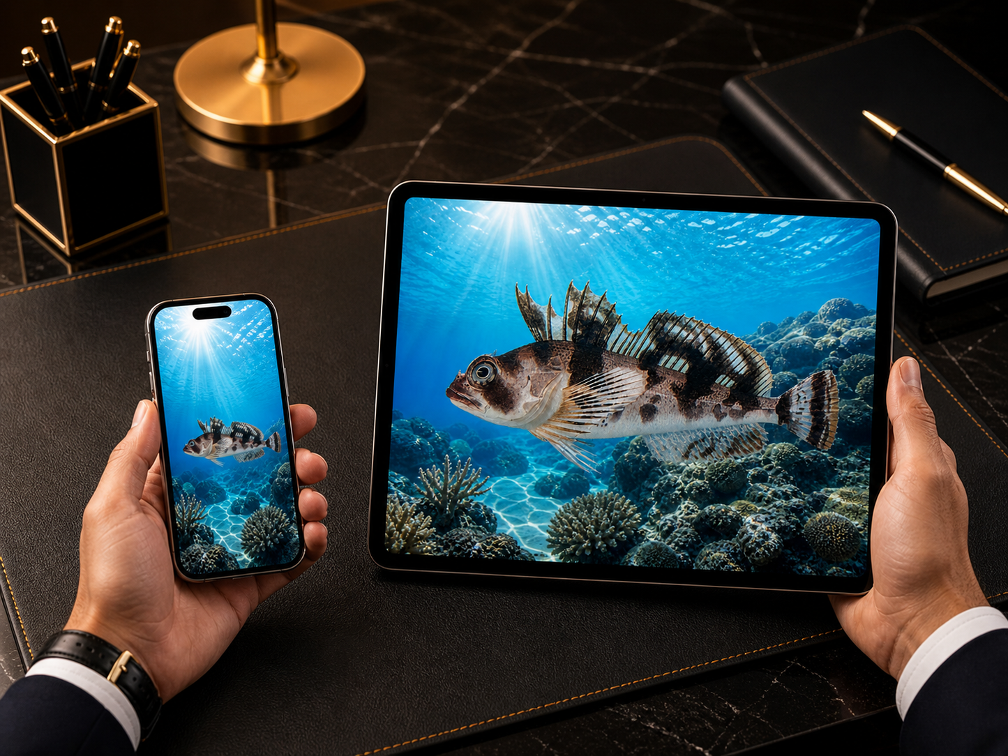 Digital marine atlas and infographic care card of the Gilbert's Irish Lord (Hemilepidotus gilberti) showcasing its large, rugged, heavily banded body and prominent spiky dorsal fins.