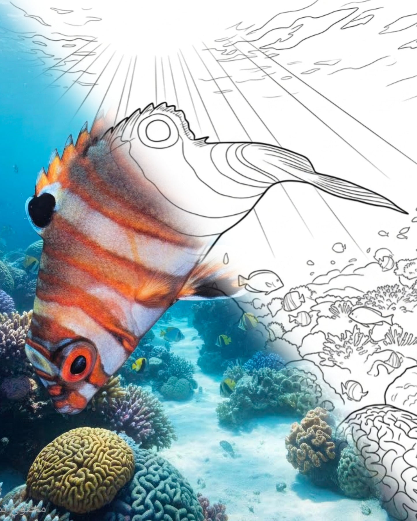 Harlequin Tuskfish (Choerodon fasciatus) - Juvenile | Marine Explorer Coloring Kit
