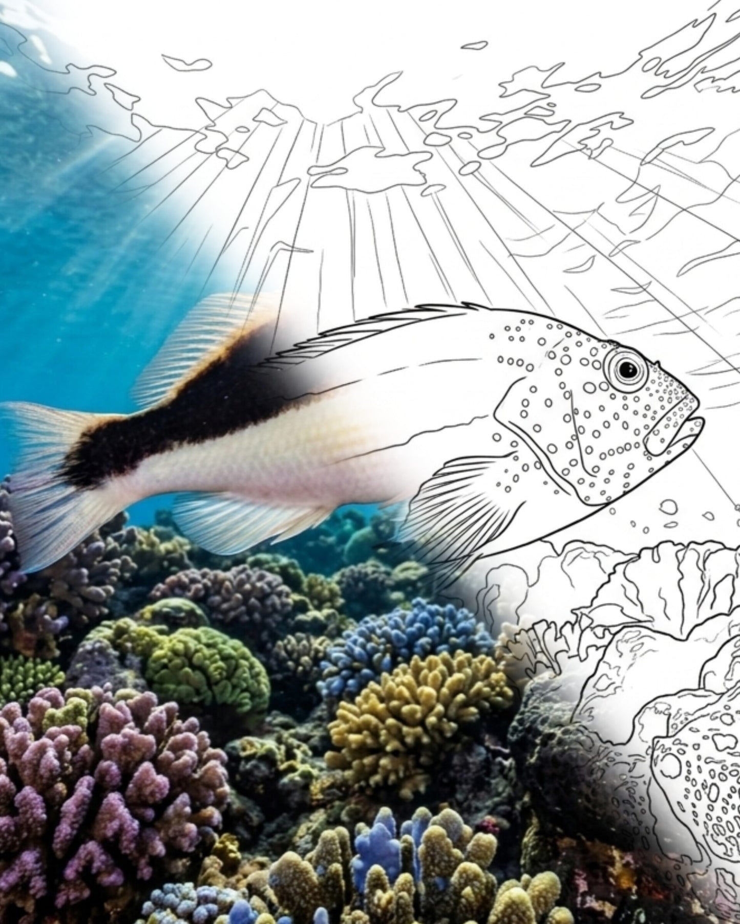 Blackside Hawkfish (Paracirrhites forsteri) | Marine Explorer Coloring Kit