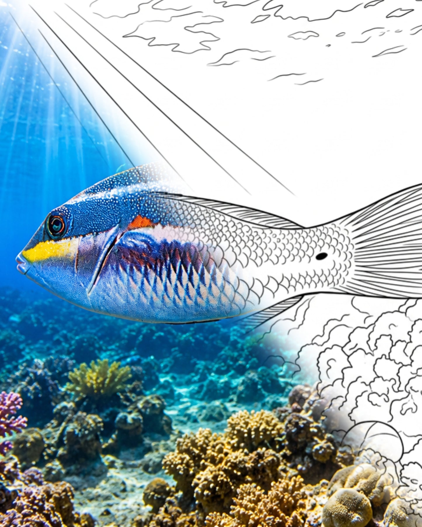 Red Shoulder Wrasse- Female (Stethojulis bandanensis) | Marine Explorer Coloring Kit