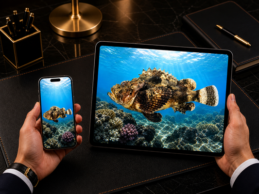 Digital marine atlas and infographic care card of the Humpbacked Scorpionfish (Scorpaenopsis gibbosa) showing its spiny camouflaged body and venomous bottom-dwelling predatory form.
