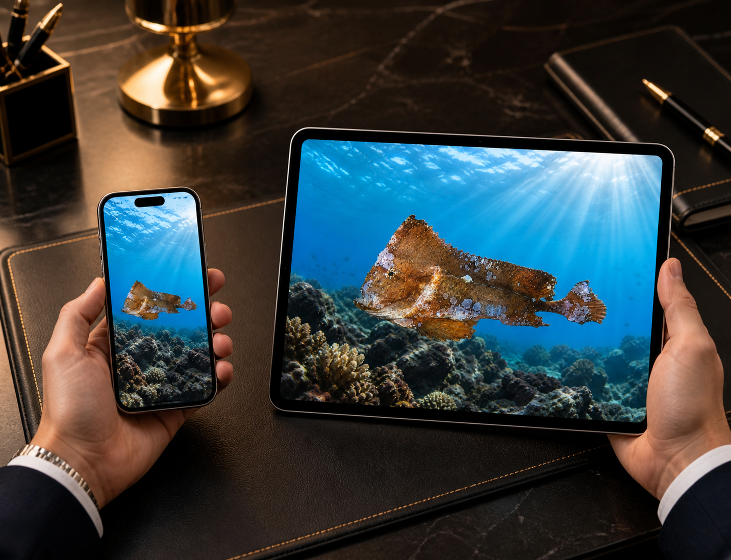 Digital marine atlas and infographic care card of the Whiskered Prowfish (Neopataecus waterhausi) showing its rough camouflaged body and aggressive bottom-swimming form.