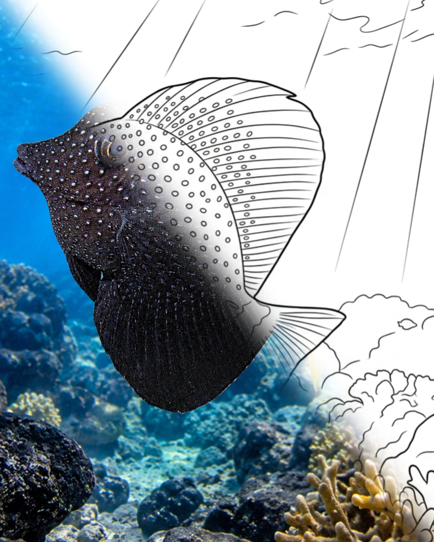 Gem Tang (Zebrasoma gemmatum) | Marine Explorer Coloring Kit