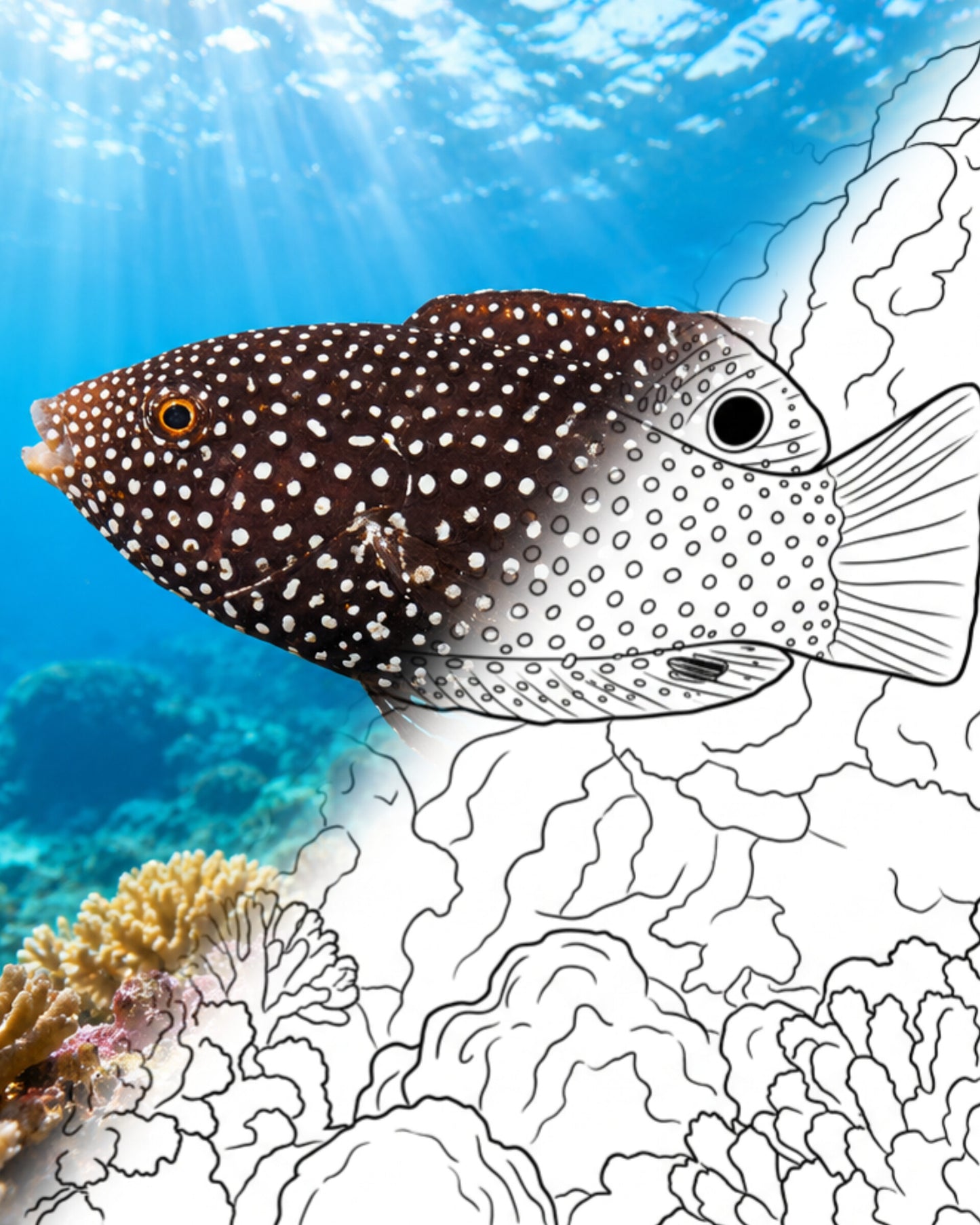 Spotted Wrasse (Anampses meleagrides) | Marine Explorer Coloring Kit