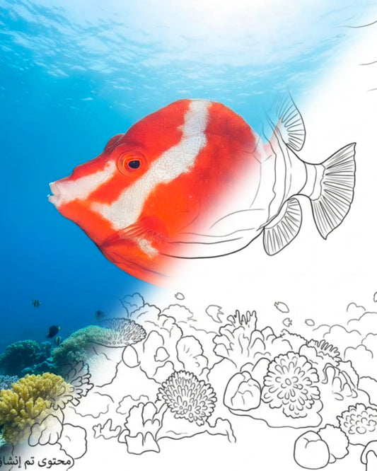 Anoplocapros lenticularis (poisson-boîte) | Homme adulte | Kit de coloriage explorateur marin