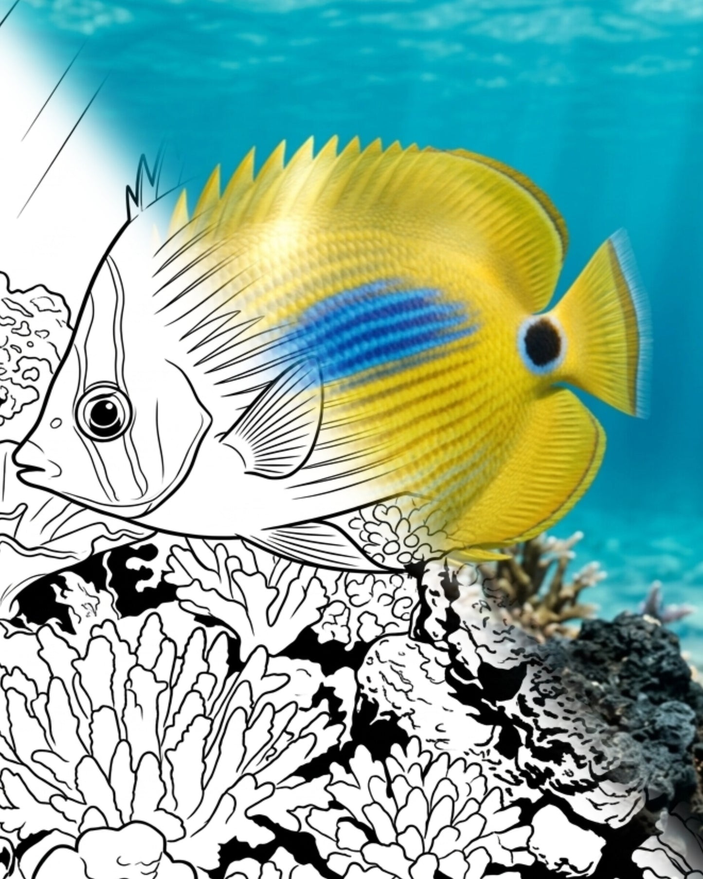 Blueblotch Butterflyfish (Chaetodon plebeius) - Adult | Marine Explorer Coloring Kit