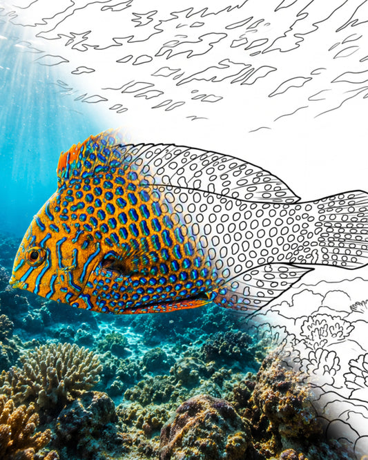Pez Geoffroy (Macropharyngodon geoffroyi) | Kit para colorear de Marine Explorer