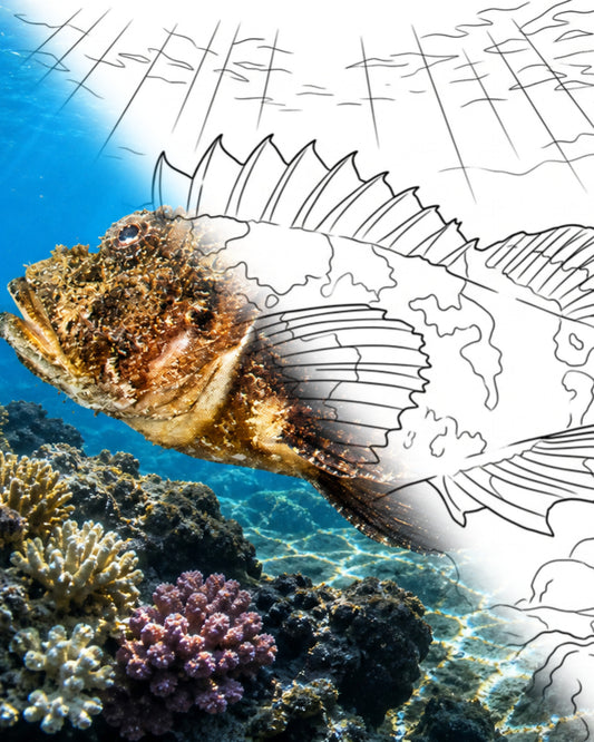 Cabracho jorobado (Scorpaenopsis gibbosa) | Kit para colorear de Marine Explorer