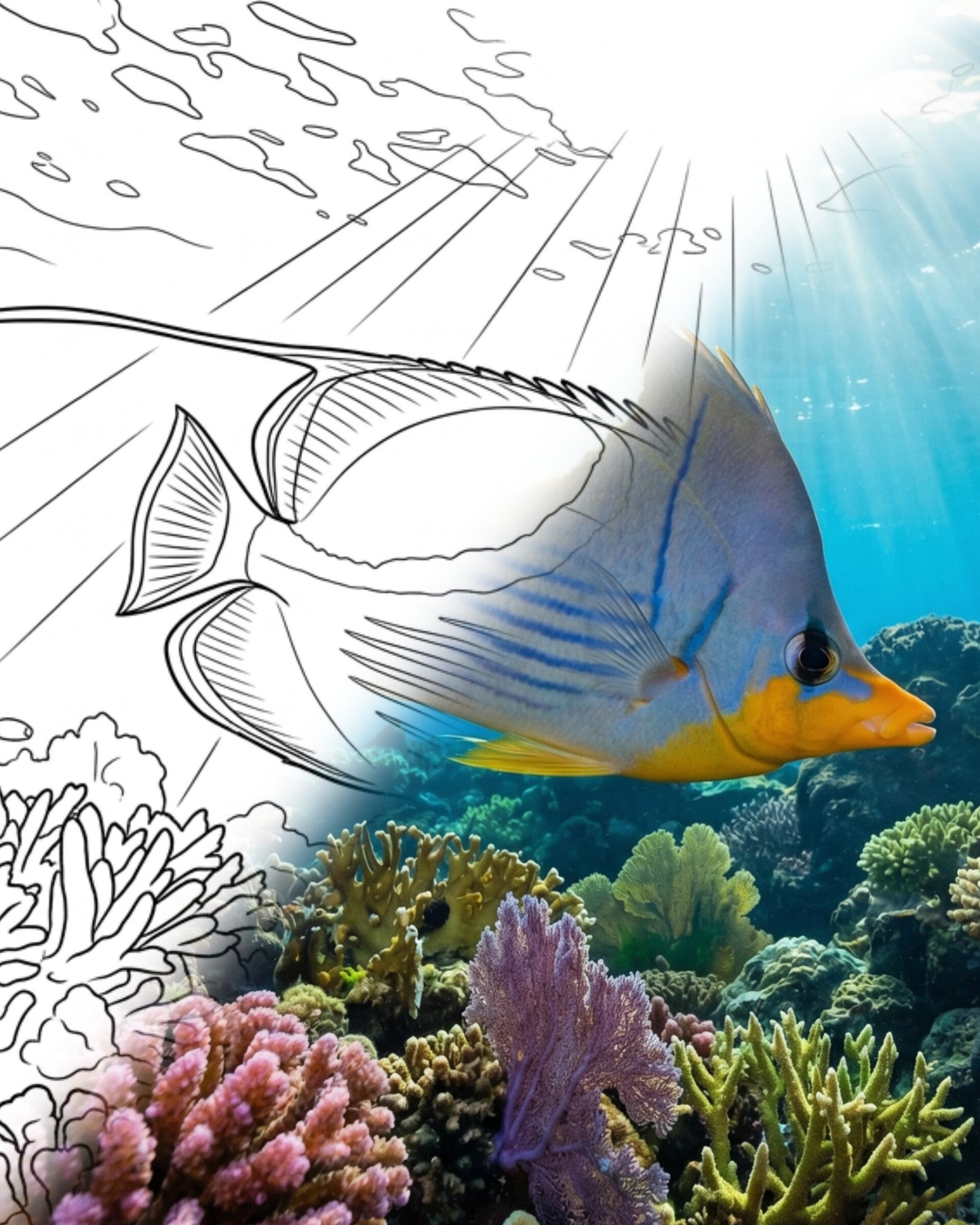 Saddled Butterflyfish (Chaetodon ephippium) - Adult | Marine Explorer Coloring Kit