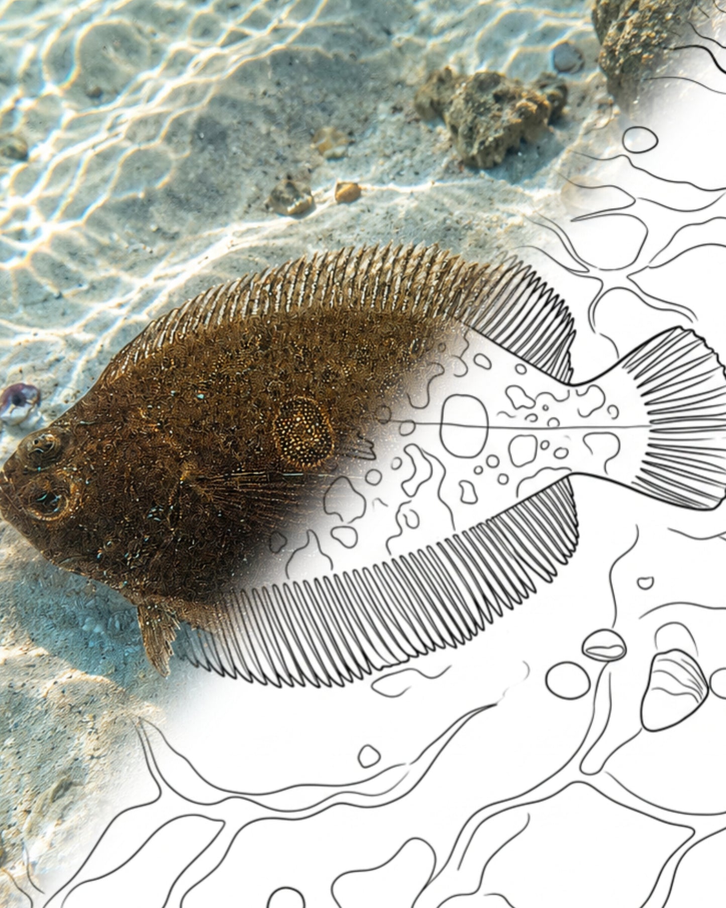 Fantail Flounder (Xystreurys liolepis) | Marine Explorer Coloring Kit