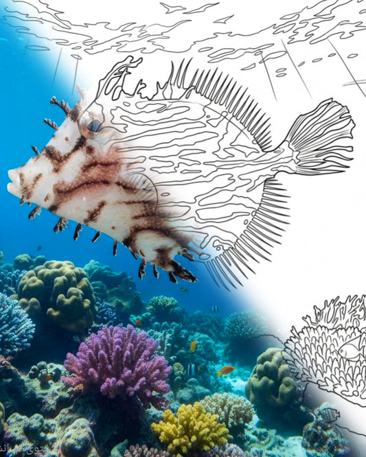 Kit de coloriage pour explorateurs marins - Chaetodermis penicilligerus